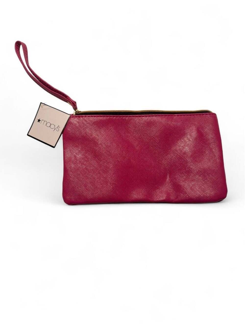 Macy's Maroon Leather Wristlet
